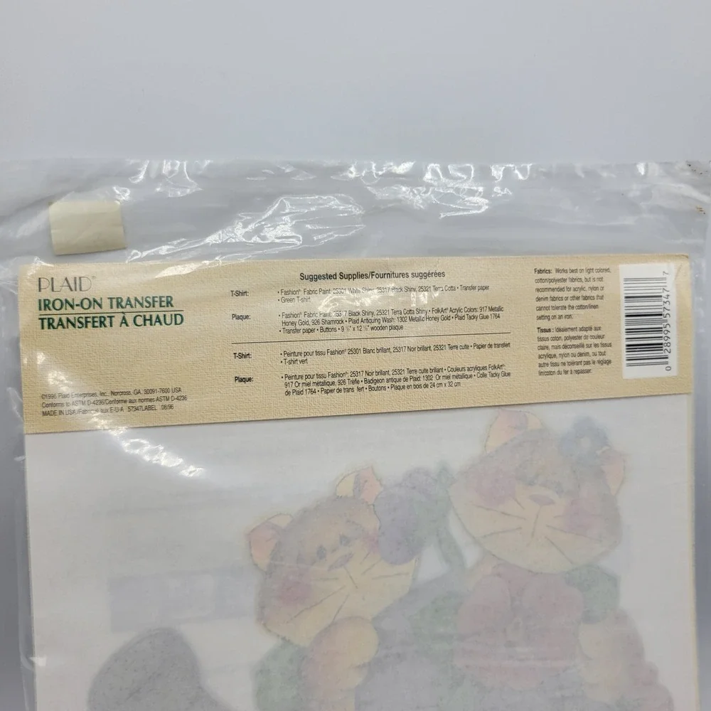 Vintage 1996 Plaid 57347 Friends are Purrenials Rose Calton Iron On Transfer USA